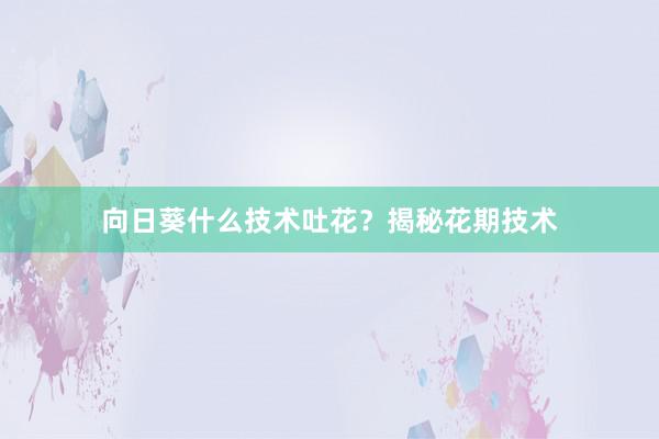 向日葵什么技术吐花？揭秘花期技术